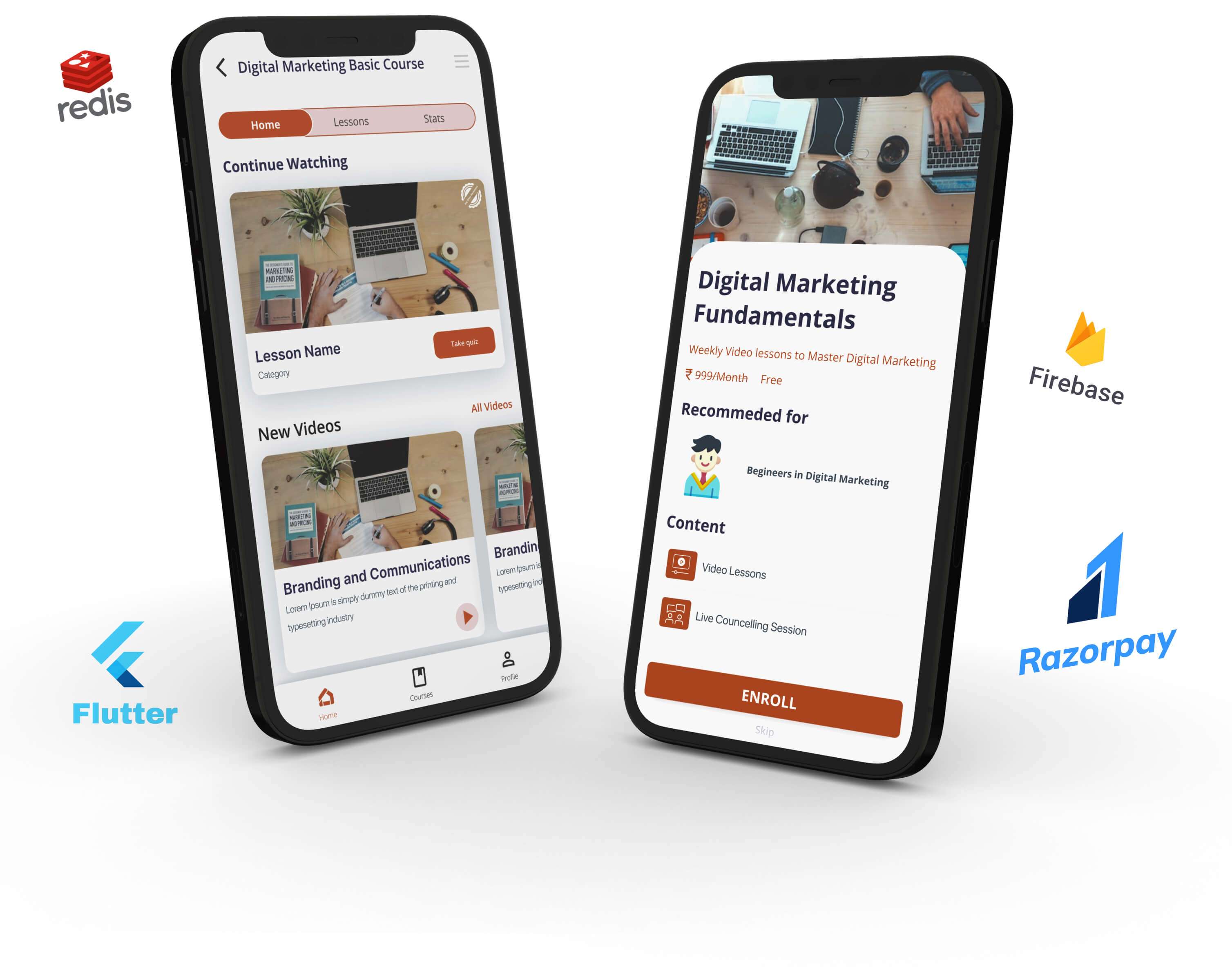 An LMS mobile application for both Android and iOS platforms to learn Digital marketing. The learners can take up the eligibility test as well as enrol to the courses in the mobile application.| Made by Krishworks.