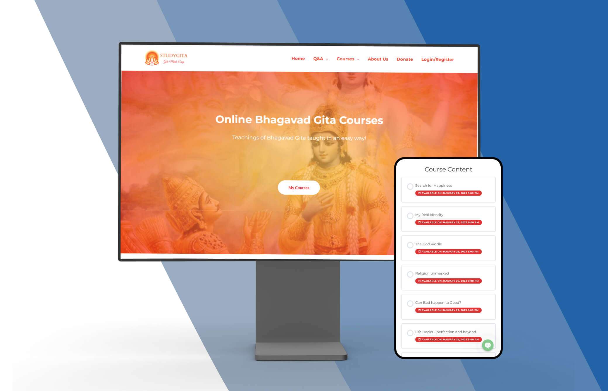 StudyGita | LMS providing online Bhagavad Gita Courses developed for ISKCON temple